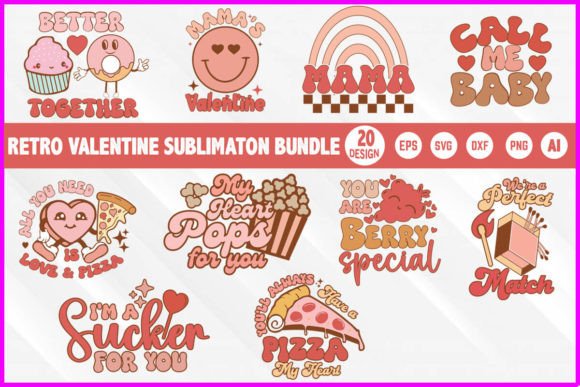 Retro Valentine Sublimation Bundle: A Versatile T-Shirt Design Graphics Set