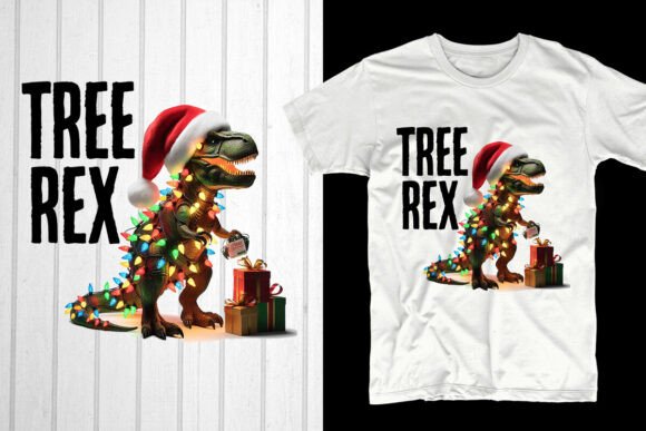 Tree Rex Christmas T-Shirt Design: Perfect for Holiday Graphics